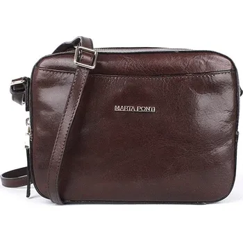 Kabelka Luxusní tmavěhnědá dámská kožená crossbody kabelka Marta Ponti no. 8