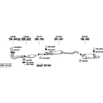 Zadní díl výfuku zadní tlumič výfuku Polmostrow 185265P, náhrada za Bosal 185-265