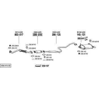 Tlumič výfuku střední tlumič výfuku Polmostrow 286125P, náhrada za Bosal 286-125