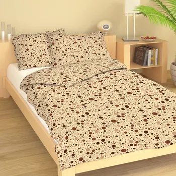 Povlečení Bavlněné povlečení Puntíky hnědé Uzávěr: Mandlovací knoflík