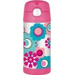 Thermos FUNtainer Dětská termoska s brčkem - květy 355 ml