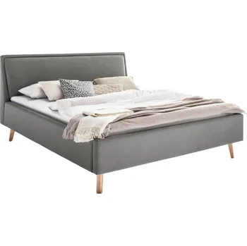 Postel Světle šedá látková dvoulůžková postel Meise Möbel Frieda 140 x 200 cm