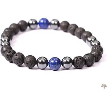 Náramek Magieprirody.cz Pánský náramek Láva s lapisem lazuli a hematitem - 8 mm kuličky #313 - z přírodních kamenů