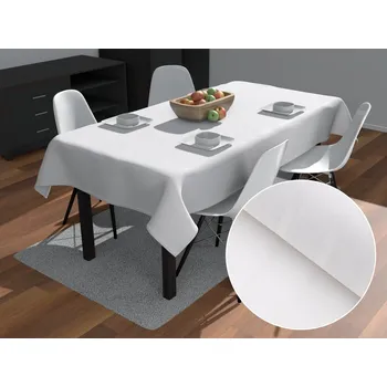 ubrus Velký damaškový obdélníkový ubrus DM-002 Bílý - proužky 6 a 24 mm 160x200 cm