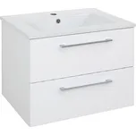 A-interiéry Koupelnová skříňka s keramickým umyvadlem Saona W 60 v moderní bílé barvě a s čelními plochami ve vysokém lesku