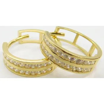 Náušnice Klenoty Budín Dámské zlaté náušnice - kruhy poseté zirkony dvě řady 585/2,18gr HK2116 (Klenoty Budín Dámské zlaté náušnice - kruhy poseté zirkony dvě řady 585/2,18gr HK2116)