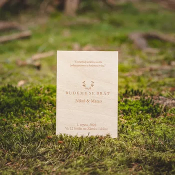 Svatební dekorace Dřevěné svatební oznámení VĚNEČEK Množství: 64 ks