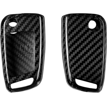Karbonové pouzdro na klíč pro Škoda Octavia 4, VW Golf 8 se základním klíčem černý karbon