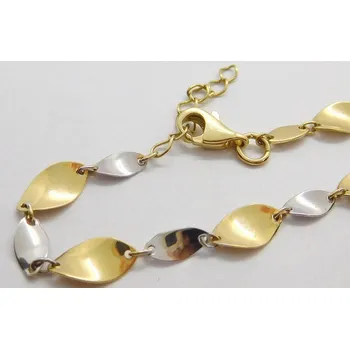 Náramek Klenoty Budín Dámský hladký pevný zlatý náramek z bílého a žlutého zlata 585/2,51gr 18+3cm HK7008 (Klenoty Budín Dámský hladký pevný zlatý náramek z bílého a žlutého zlata 585/2,51gr 18+3cm HK7008)