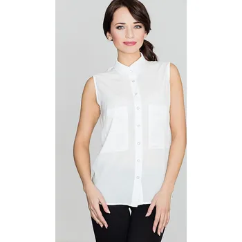 Dámská halenka Dámská halenka bez rukávů ve smetanové barvě K363 Velikost: S