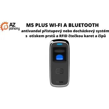 Zabezpečovací technika M5 Plus Wi-Fi a Bluetooth - antivandal přístupový nebo docházkový systém s otiskem prstů a RFID čtečkou karet a čipů