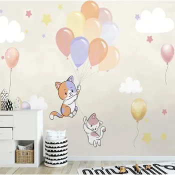 Tapeta Solution Media 3D tapety - Koťátka a balóny MU3818 1 - Voděodolné plátno - Textilní tapeta omyvatelná - 250g/m2