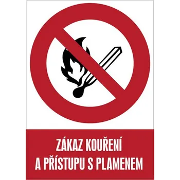 Kancelář Značka Zákaz kouření a přístupu s plamenem, samolepicí fólie, 210 × 297 mm