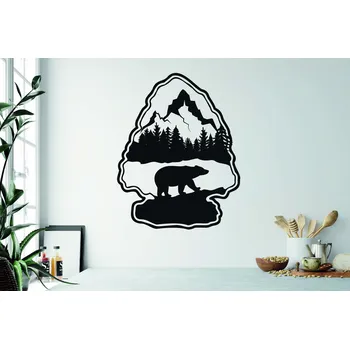 Samolepící dekorace Lepy.cz Samolepka na zeď Medvěd v lese Velikost (šířka x výška): 70x89cm, Barevná varianta: Tmavě červená