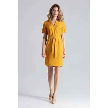 Dámské šaty Hořčicové krátké šaty M669 Mustard Velikost: XL