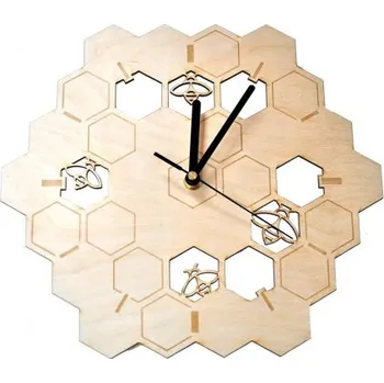 Žertovný předmět Včelař - dřevěné nástěnné hodiny s gravírováním- Tričkový.cz