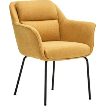 Jídelní židle Hořčicově žlutá látková jídelní židle Teulat Sadira s područkami