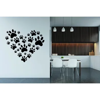 Samolepící dekorace Lepy.cz Samolepka na zeď Srdce z tlapek Velikost (šířka x výška): 50x42cm, Barevná varianta: Tyrkysová modrá