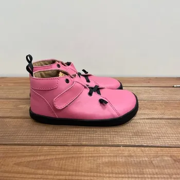 Dívčí polobotky Kožené barefoot boty BF52 - růžová, Pegres Velikost: 28