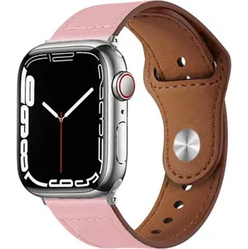 Řemínek na hodinky Kožený řemínek s kolíčkovým zapínáním pro Apple Watch Ultra 49mm / 46mm / 45mm / 44mm / 42mm - růžový
