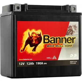 Motobaterie BANNER BIKE BULL AGM 51214 YTX14-BS 12V 12Ah 180A motobaterie