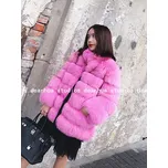 Masivní kožich se stojáčkem chlupatá zimní bunda Barva: Fialová, Velikost: M