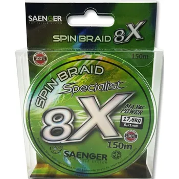 Pletená Šňůra Saenger 8X Specialist Spin Braid Zelená 150m 0,18mm 15,9kg