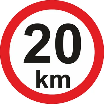 Značení Nejvyšší povolená rychlost - 20 km samolepící vinylová fólie průměr 150 mm