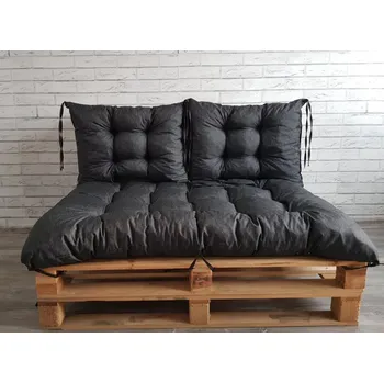 Podsedák Paletové prošívané sezení MATTEO SET - sedák 120x80 cm, 2x opěrka 60x40 cm, barva černá, Mybesthome