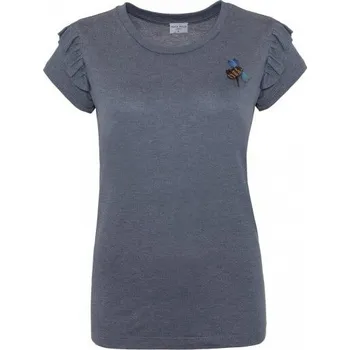 Dámské tričko Dámské tričko s volánky D1513 - Fresh made XS jeans-modrá