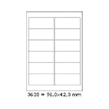 Speciální papír Samolepicí etikety 96 x 42,3 mm, 12 etiket, A4, 100 listů