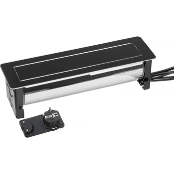 Elektrická zásuvka Asa Výklopná elektrická zásuvka VERSATURN 3.0 - 2x230V USB HDMI / Černé sklo