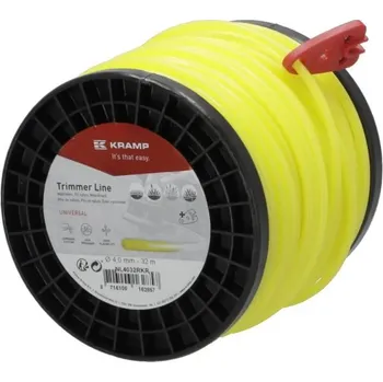 Žací struna žlutá, kulatá, 4,0 mm x 32 m Kramp (KP-NL4032RKR) (Standardní typ žací struny pro sekání nízké i vysoké trávy, typ nylonové lanko kruhové, průměr 4,0 mm, délka 32 m.)