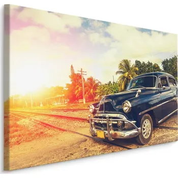 Obraz MyBestHome BOX Plátno Černé Auto V Retro Stylu Varianta: 30x20