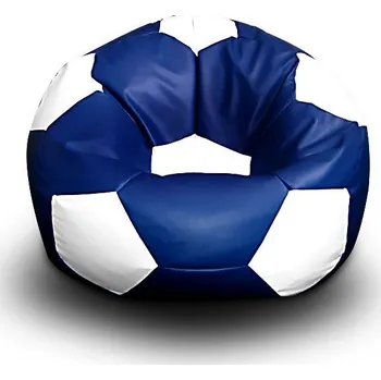 Sedací pytel FITMANIA Sedací vak Fotbalový MÍČ XXL+ podnožník Vzor: 11 MODRO-BÍLÁ míč a podnožka
