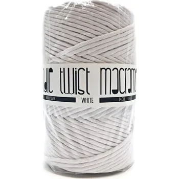 Příze MMboutique bavlněná šňůra na macramé Single twist 4mm 100m White