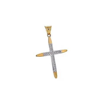 Přívěsek Zlatý přívěsek křížek s čirým zirkony