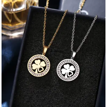 Náhrdelník Náhrdelník čtyřlístek s kamínky, Varianta Zlatá