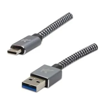 Datový kabel Kabel USB (3.2 gen 1), USB A M- USB C M, 1m, 5 Gb/s, 5V/3A, šedý, Logo, box, kovové oplete (KUAHDTA10ABL)