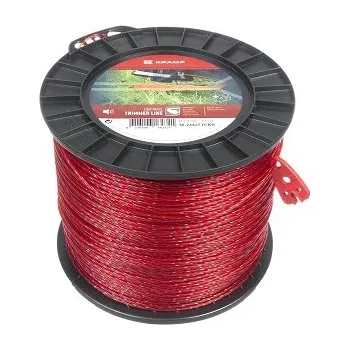 Žací struna spirálová, nízkohlučná, červená, 2,4 mm x 437 m Kramp (KP-NL24437TCKR) (Žací struna Kramp Ø 2,4 mm, 437 m. Spirálová - nízkohlučná - červená. Speciálně navržený spirálový tvar slouží pro výrazné snížení hlučnosti. Struny se méně zalepují v žac