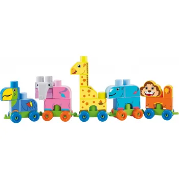 ostatní stavebnice ecoiffier Abrick Maxi 7840 vláček v boxu Zoo 42 dílků