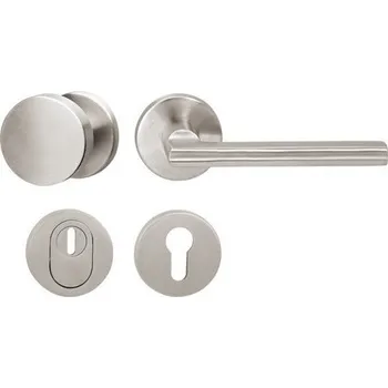 Dveřní kování Hermat Bezpečnostná klika KLESO / Matný nerez Klika + Klika levá /Vnitřní strana klika a vnější klika/ vložka cylindrická /KPZL/