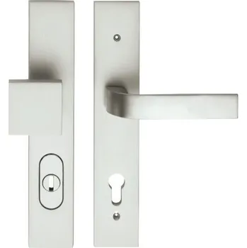 Dveřní kování Frascio Bezpečnostní klika EIDOS/ Inox Chrom satin 92 mm Klika + Klika levá /Vnitřní strana klika a vnější klika/ vložka cylindrická /KPZL/