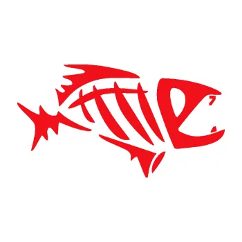 Polep vozidla SAMOLEPKA Ryba kostra 007 pravá (10 - červená) NA AUTO, NÁLEPKA, FÓLIE, POLEP, TUNING, VLASTNÍ TEXT, TISK, AUTOSAMOLEPKY.cz, POLEPY, OBRÁZEK, LOGO, SAMOLEPKY