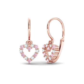 Náušnice SOLUNA Zářivé zlaté dětské náušnice s růžovými a čirými zirkony MARIE růžové zlato