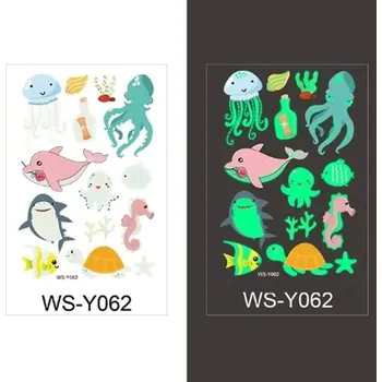 Odstranitelné tetování Glow Tattoo Tetovací obtisky svítící ve tmě Mořský život