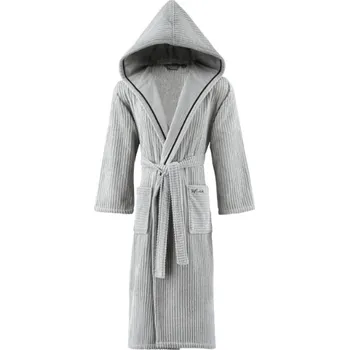 Pánský župan Unisex župan STRIPE s kapucí - Šedá, S, Soft Cotton