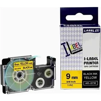 Pásek do tiskárny Xerox kompatibilní páska s Casio, XR-9YW1, 9mm x 8m, černý tisk / žlutý podklad - ALLPRINT