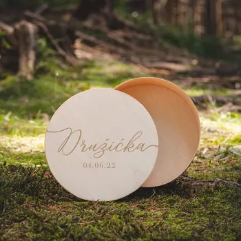 Dárková krabička Dřevěná krabička kulatá pro DRUŽIČKU