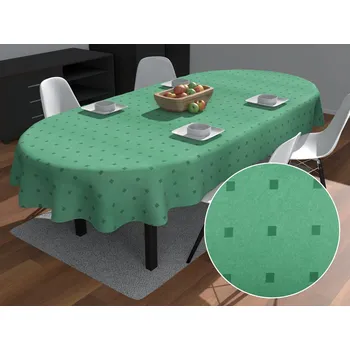 ubrus Dekorační oválný ubrus PM-022 Čtverečky na zeleném 100x140 cm